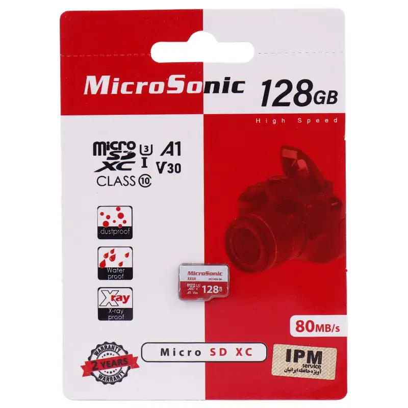 picture رم میکرو ۱۲۸ گیگ میکروسونیک MicroSonic 533X A1 V30 U3 C10 80MB/s