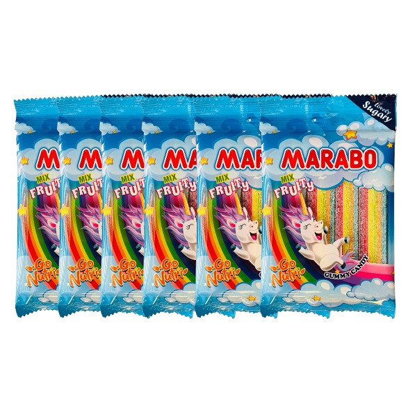 picture پاستیل نواری رنگین کمانی مارابو - 100 گرم بسته 6 عددی