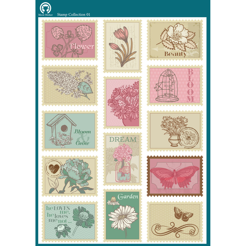 picture برچسب میو استیکر مدل تمبر وینتیج قدیمی آنتیک کد Stamp01