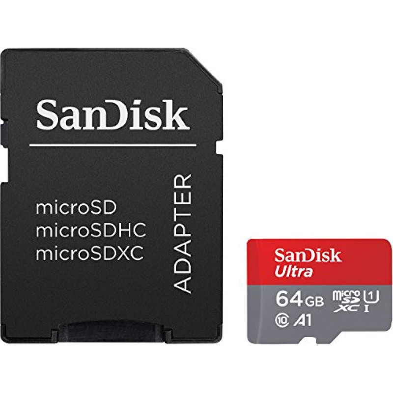 picture کارت حافظه microSDXC سن دیسک مدل Ultra A1 کلاس 10 استاندارد UHS-I سرعت 100MBps ظرفیت 64 گیگابایت به همراه آداپتور