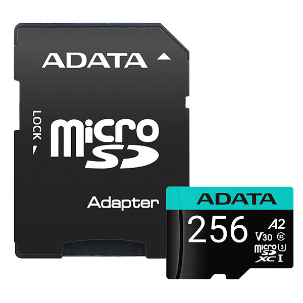 picture کارت حافظه microSDXC ای دیتا مدل Premier کلاس 10 استاندارد UHS-I U3سرعت 100MBps ظرفیت 256 گیگابایت به همراه آداپتور