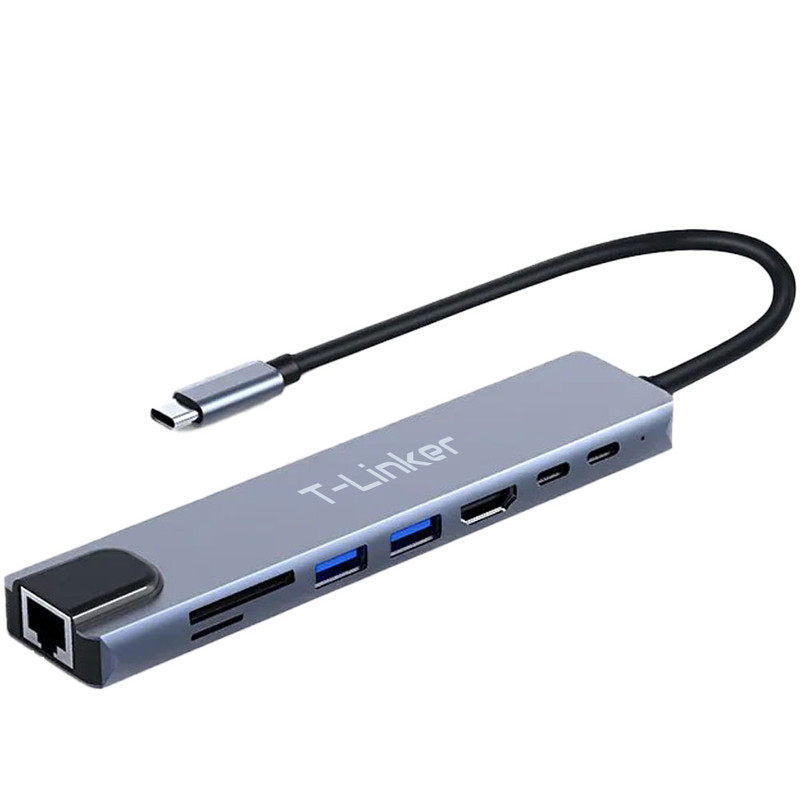picture هاب 8 پورت USB-C تی لینکر مدل 9028-8 in 1