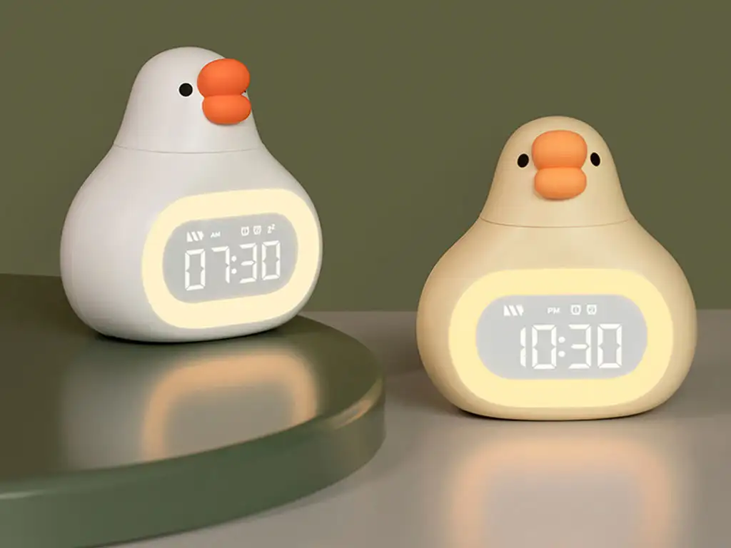 picture چراغ خواب فانتزی سیلیکونی و ساعت زنگ‌دار دیجیتالی رومیزی شارژی Bedside Clock Night Light Ornament Alarm Multifunctional C18
