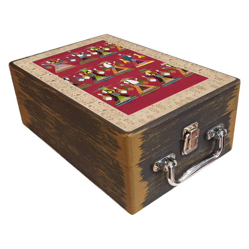 picture جعبه هدیه مدل چمدان چوبی طرح بهاری کد WS800