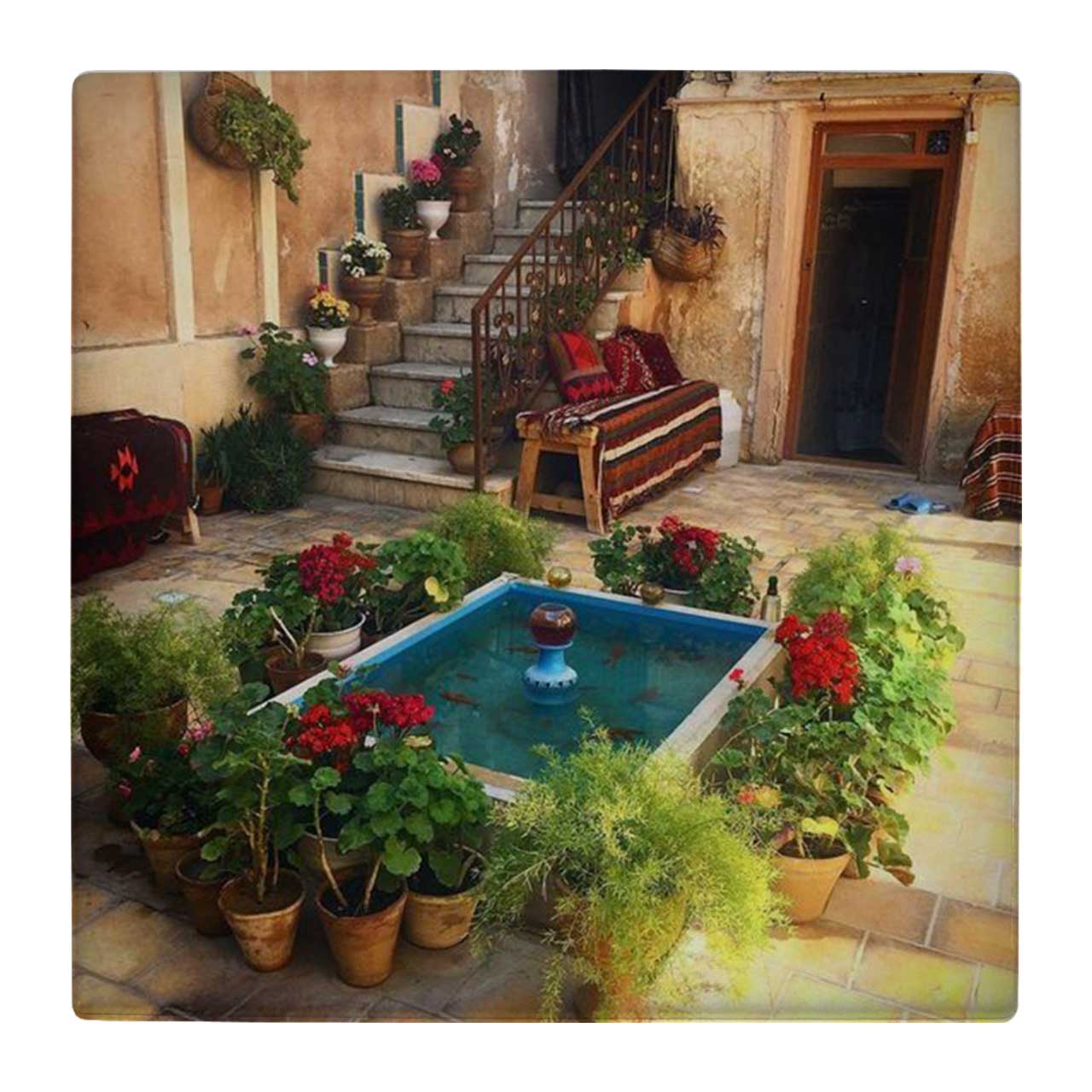 picture  کاشی کارنیلا طرح حوض و حیاط ایرانی کد wk4730