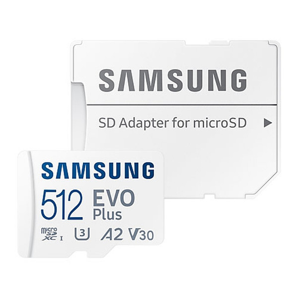 picture کارت حافظه microSDXC سامسونگ مدل Evo Plus A2 V30 کلاس 10 استاندارد UHS-I U3 سرعت 130MBps ظرفیت 512 گیگابایت به همراه آداپتور SD