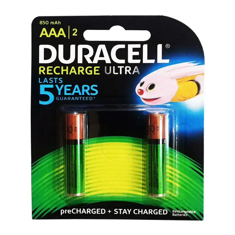 picture باتری دوتایی نیم قلم شارژی Duracell Recharge Ultra 1.2V AAA