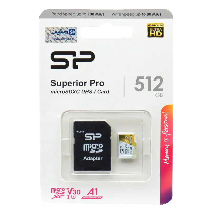 picture رم میکرو ۵۱۲ گیگ سیلیکون پاور Silicon Power Superior Pro A1 V30 U3 100MB/s + خشاب