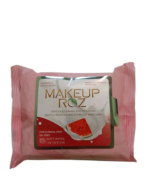 picture دستمال مرطوب آرایش صورت میکاپ رز Makeup Roz مخصوص پوست خشک بسته 25 عددی