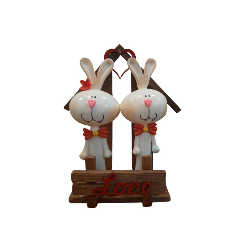 picture مجسمه چوبی مدل خرگوش عشق