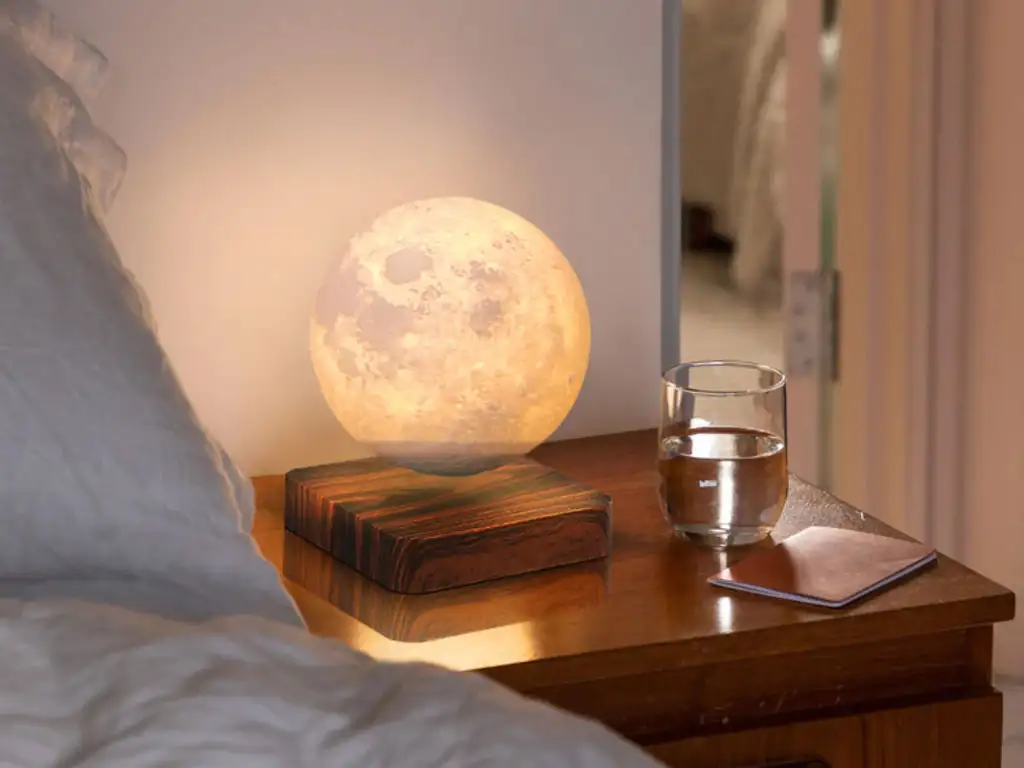 picture چراغ خواب رومیزی ماه شناور مغناطیسی پرینت سه بعدی معلق Magnetic levitation moon lamp romantic light levitation 3D printing